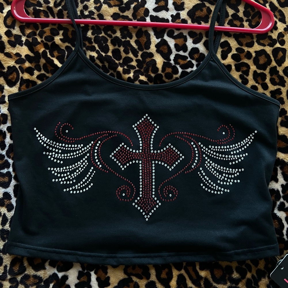 Black Spaghetti Strap Crop Top